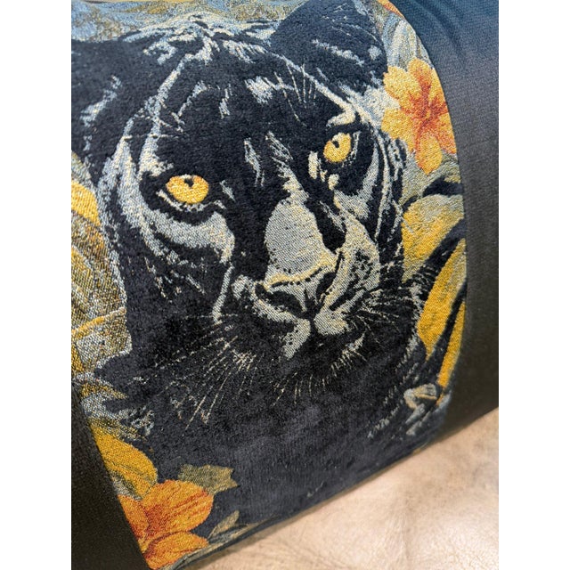 Handmade Panther Velvet Lumbar Cushion Cover For Sale - Image 12 of 12
