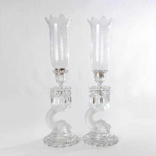 Transparent Mid 20th Century Wonderful Pair of Baccarat Dolphin Candlesticks For Sale - Image 8 of 13