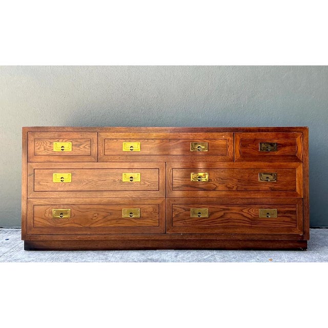 Mid-Century Modern Vintage Henredon Campaign Dresser For Sale - Image 3 of 12