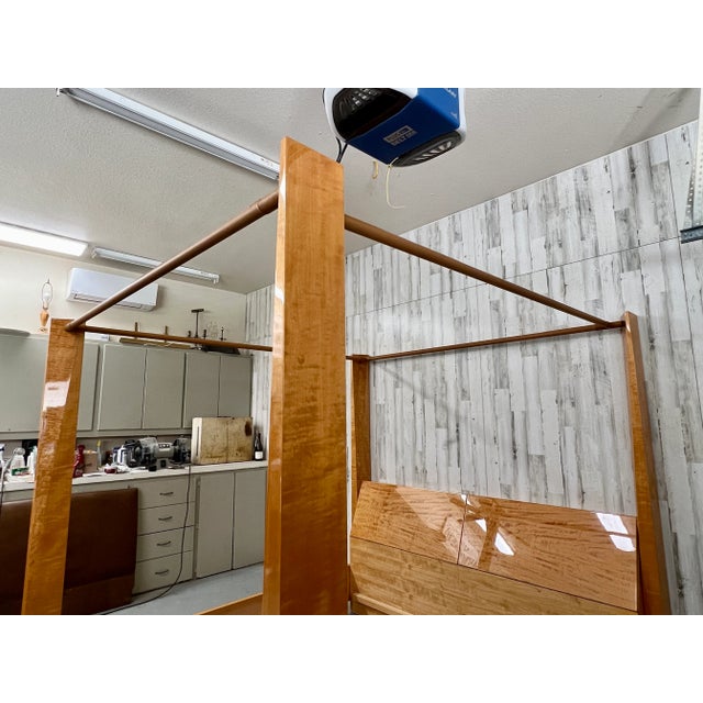 Wood Giorgio Collection Satinwood & Leather Poster Bed For Sale - Image 7 of 12