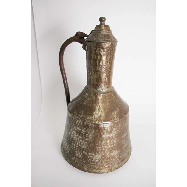 19th Century Antique Middle Eastern Persian Tinned Copper Ewer 19th Century For Sale - Image 5 of 13
