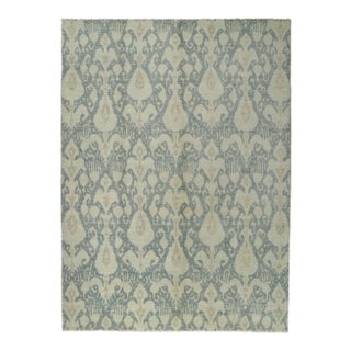 2010s Vintage Soft Blue Ikat Rug, 10'00 X 13'08 For Sale