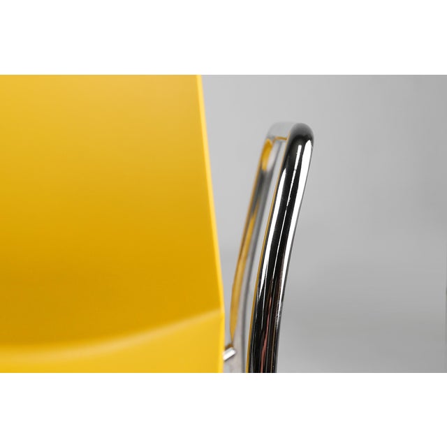 Mid-Century Modern Mid-Century Yellow Chair with Metal Frame and Plastic Seat, Belgium For Sale - Image 3 of 12