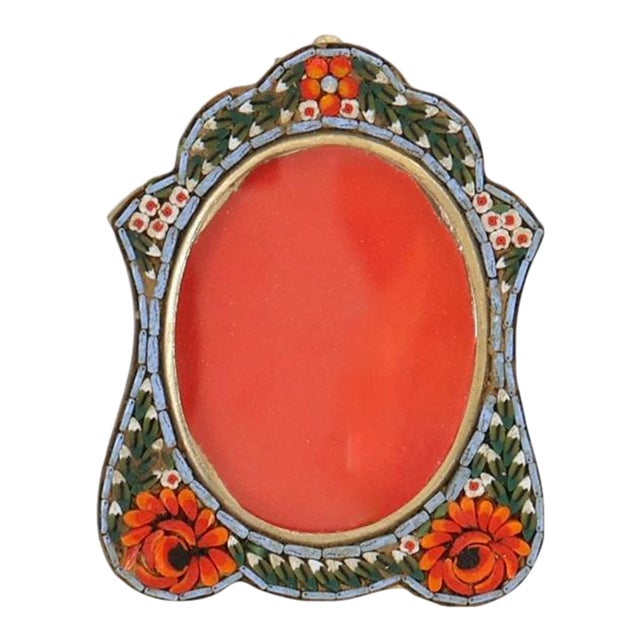 Midcentury Italian Micromosaic Oval Picture Frame For Sale