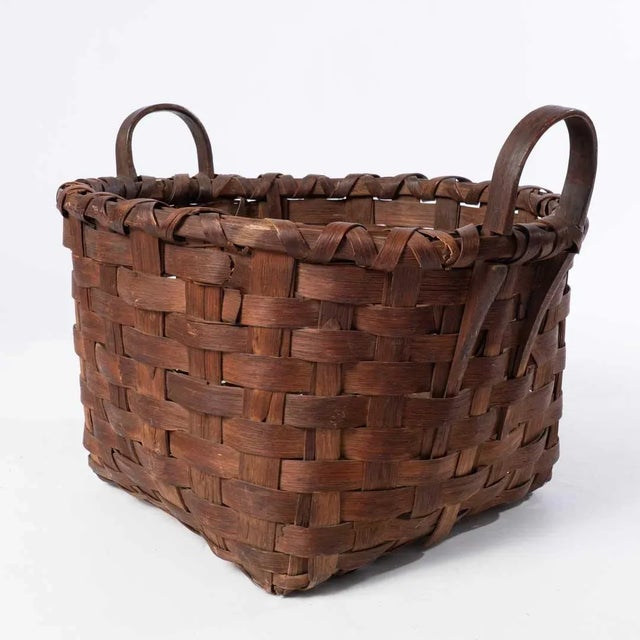 Mid 19th Century Antique Splint Basket For Sale - Image 5 of 7