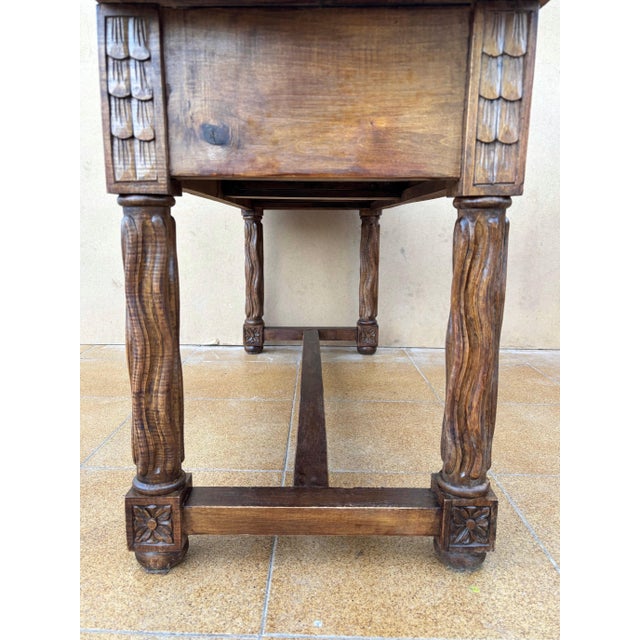 Spanish Walnut Low Table With Carved Drawers, Circa 1930 For Sale - Image 6 of 9