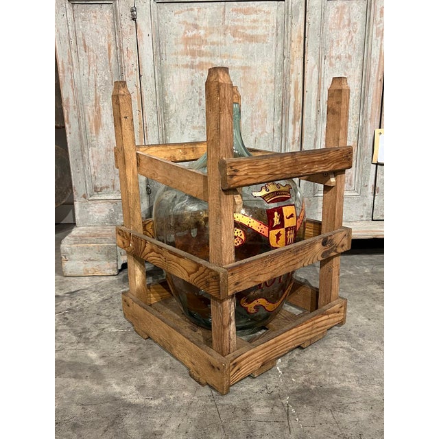 1900 - 1909 Hand Painted Antique Demi John Bottle From Normandy, France, ‘Pinot Noir’, Original Crate For Sale - Image 5 of 10