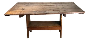 Antique Country Pine Hutch Table With Six Plank Top C. 18th Century