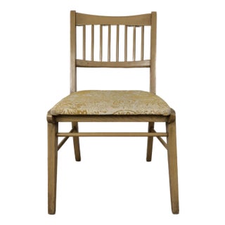 Mid Century Modern Side Chair With Limed Oak Finish and Newer Patterned Upholstery For Sale
