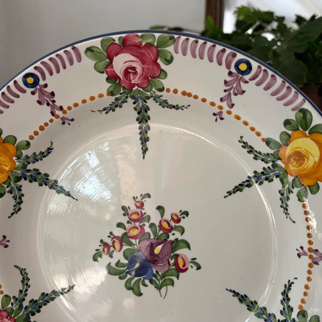 English Vintage Hand-Painted Faience Wall Plate by Zell For Sale - Image 3 of 10