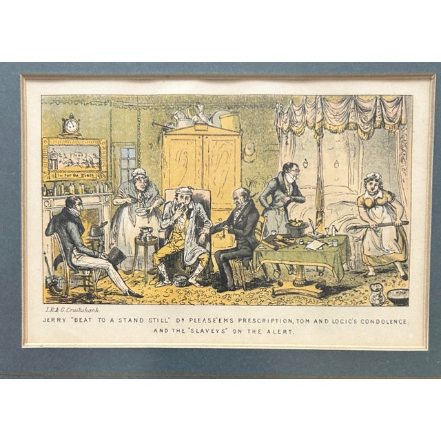 Set of 10 Framed English Original Cruikshank Engravings - Life in London For Sale In Palm Springs - Image 6 of 11