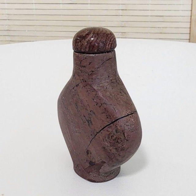 Burnt Umber Mid 20th Century Chinese Red Jasper Stone Snuff Bottle For Sale - Image 8 of 9