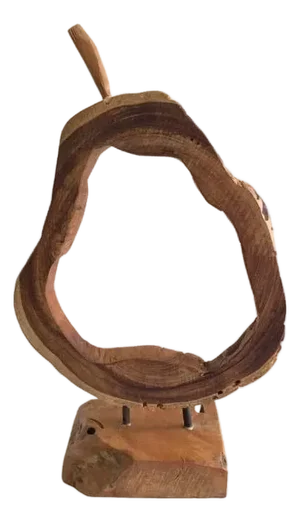 1980s Pear Shaped Mounted Wood Object on Wood Base