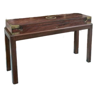 Antique English Mahogany Box on Custom Stand For Sale