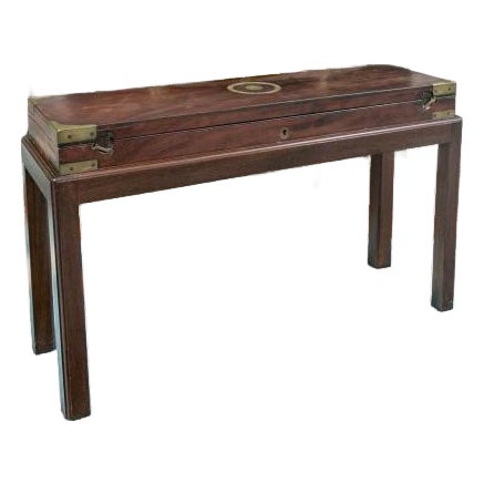Antique English Mahogany Box on Custom Stand For Sale