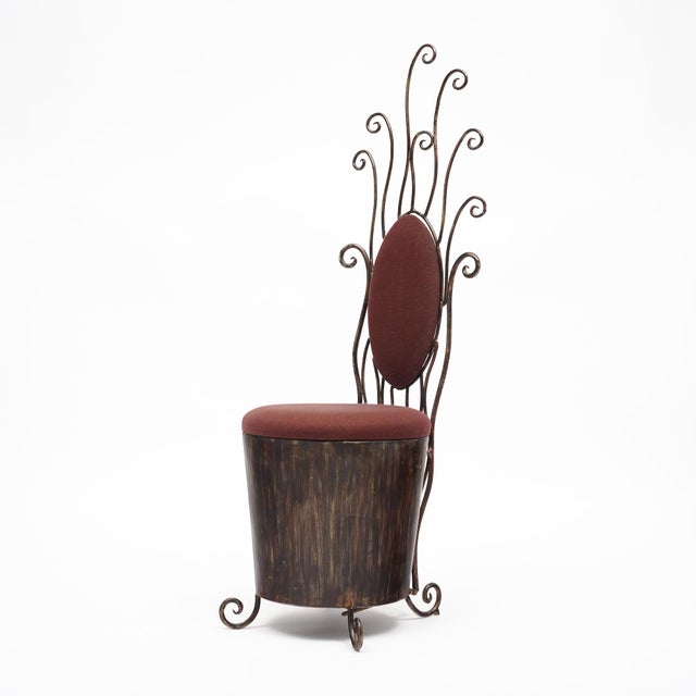 Whimsical, Vintage French Steel Vanity Chair, Circa 1950 For Sale - Image 4 of 9