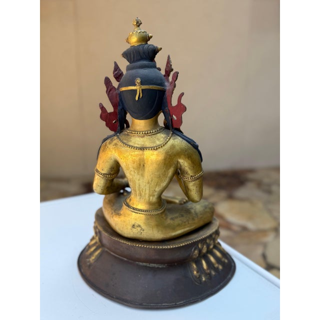 Metal Fine Sino-Tibetan Bronze Statue of Vajrasattva Bodhisattva For Sale - Image 7 of 13