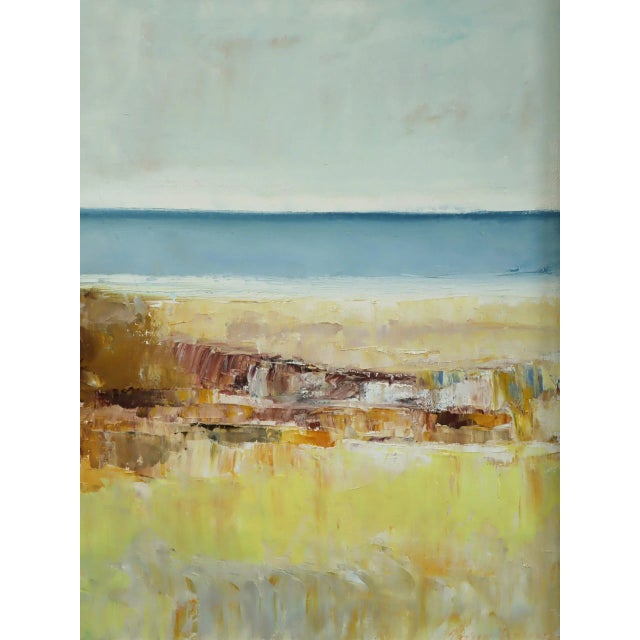 Mid-Century Modern 'Shoreline Light' Vintage Original Swedish Abstract Coastal Landscape Oil Painting, Framed For Sale - Image 10 of 12