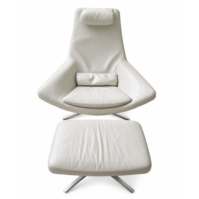 Modern B&b Italia Metropolitan Leather Lounge Chair & Ottoman by Jeffrey Bernett For Sale - Image 3 of 4