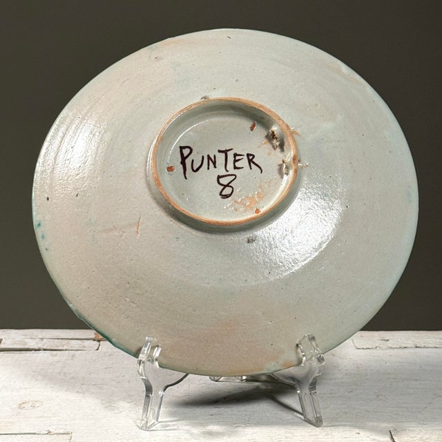 1960s Vintage Mid Century Polychrome Glazed Ceramic Platter by Domingo Punter, Signed For Sale - Image 5 of 6