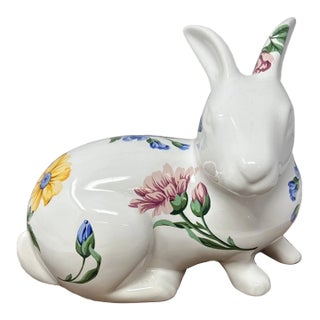 Vintage Tiffany and Co. Porcelain Floral Bunny Rabbit Figurine For Sale