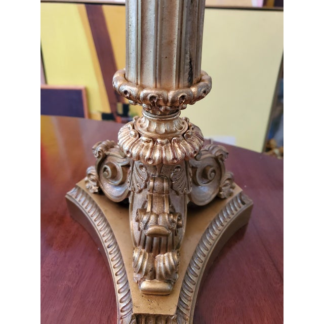 Gold Antique Pair of French Empire Gilt Dore Bronze Lamps For Sale - Image 8 of 10