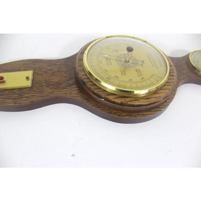 Vintage French Wall Barometer, Made of Wood, Brass and Glass, France For Sale - Image 10 of 11