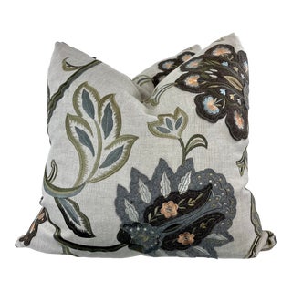 Mulberry "Floral Fantasy" in Woodsmoke 22" Pillows-A Pair For Sale