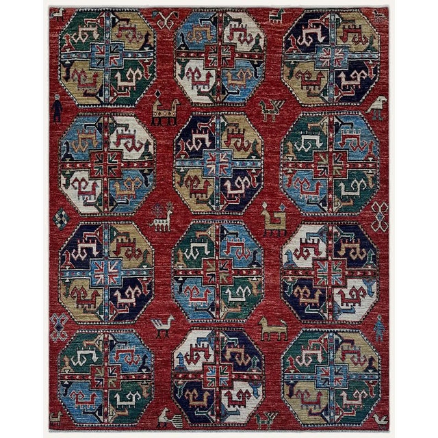 An allover Ersari-design carpet with rows of large octagonal guls — the "elephant-foot" motif of Turkmen weaving — set on...