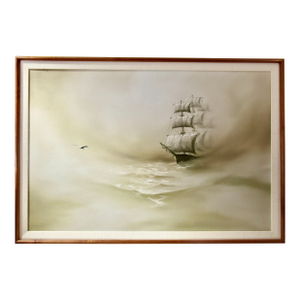 Gregory Hill Ship In The Fog C. 1990 Painting