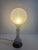 Victorian Mid 19th Century Frosted Glass GWTW (Gone With the Wind) Table Lamp With Blue Floral Pattern For Sale - Image 3 of 4