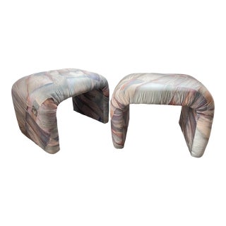 1980s Hollywood Regency Style Waterfall Stools - a Pair For Sale