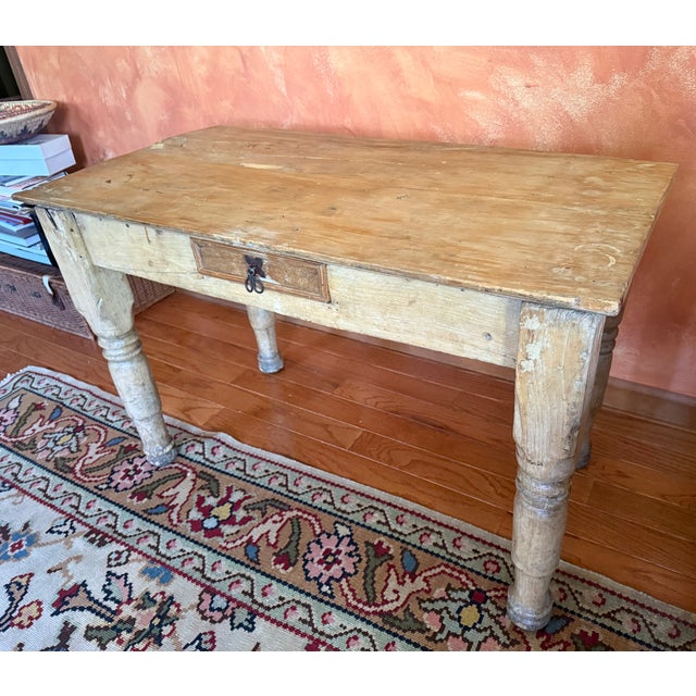 Mexican Antique Rustic Pine Mexican Console Table For Sale - Image 3 of 3