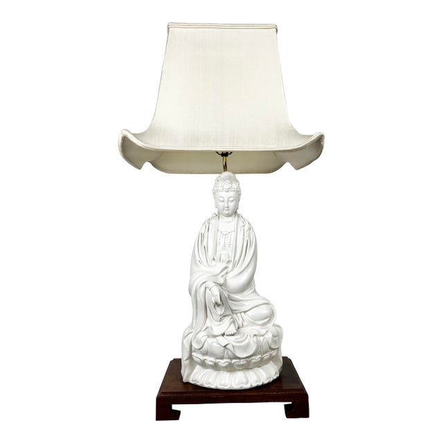 Large Scale Vintage Blanc De Chine Guanyin Lamp For Sale
