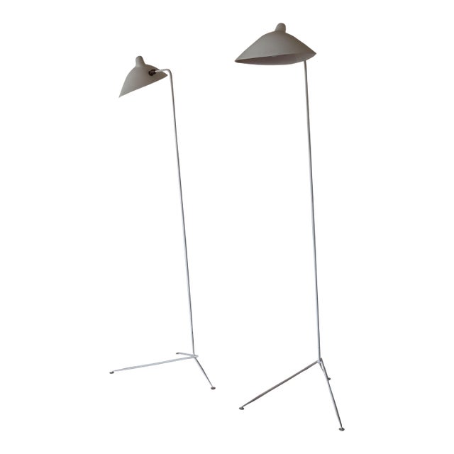 Pair of 1950s Stamped and Numbered 'Lampadaire Simple' Floor Lamps by Serge Mouille For Sale