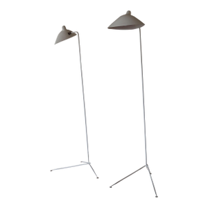 Pair of 1950s Stamped and Numbered 'Lampadaire Simple' Floor Lamps by Serge Mouille
