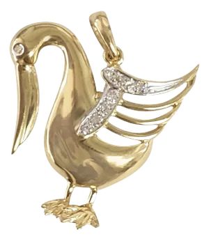 Diamond Swan Necklace 14k Yellow Gold 16"