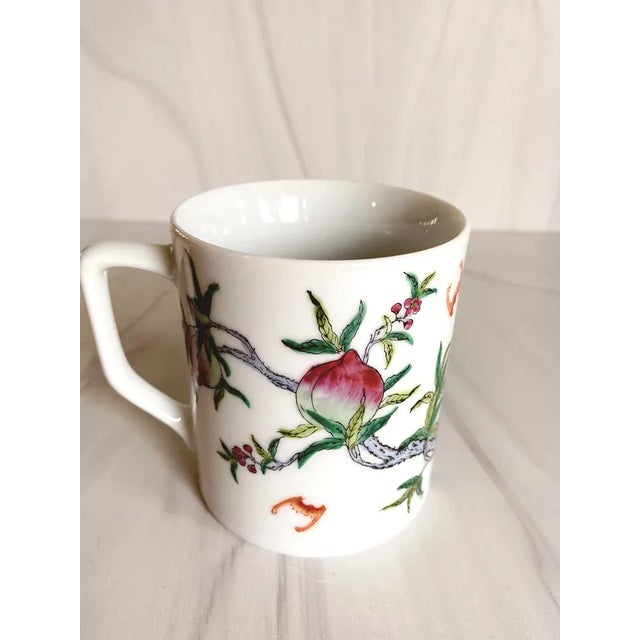 Porcelain chinoiserie design mug | vintage botanical coffee mug | vintage flower mug Botanical illustrated Mug with plums...