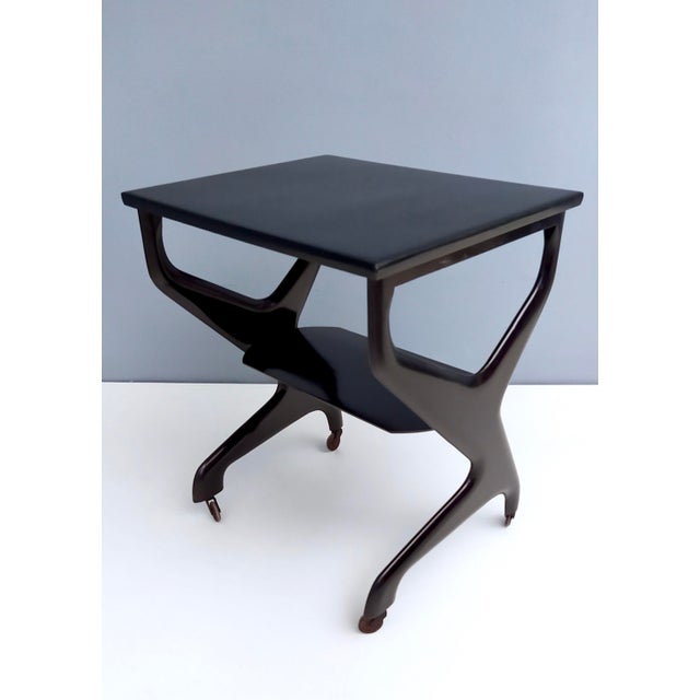 Vintage Black Ebonized Beech Serving Cart, Italy, 1970s For Sale - Image 6 of 14