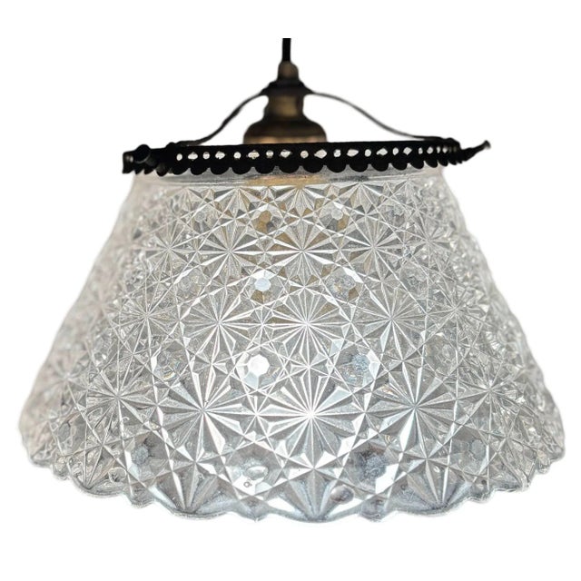 Transparent Victorian Daisy and Buttons Pressed Glass Light - 7 Available For Sale - Image 8 of 11