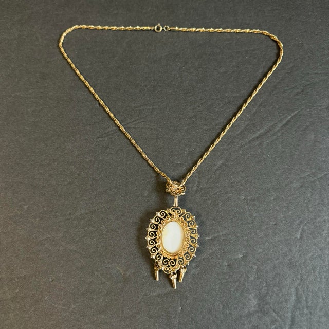 Metal Vintage Juliana D & E Necklace Book Piece Courting Couple Transfer Cabochon Turquoise Vintage 60s For Sale - Image 7 of 12