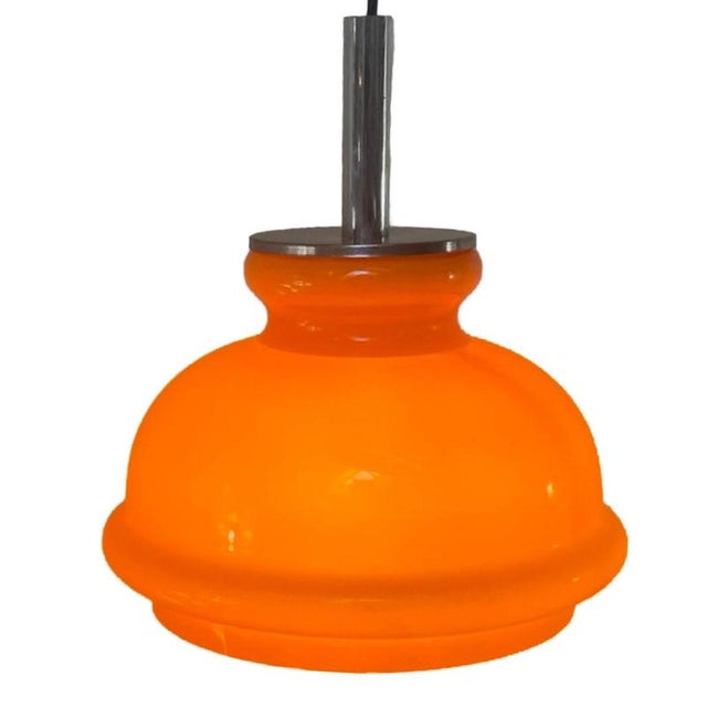 Orange Pendant Light in Opaline Glass, 1960s For Sale - Image 6 of 8