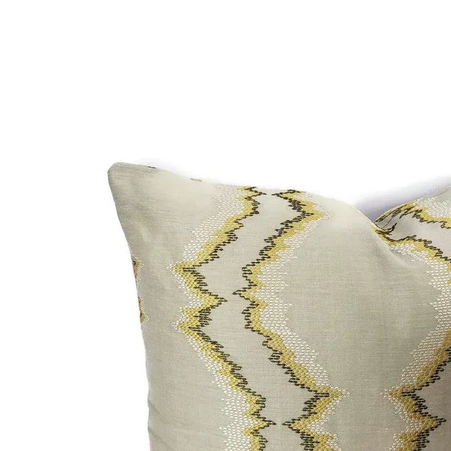 Abstract Highland Court Diamond Back in Citron Pillow Cover For Sale - Image 3 of 8