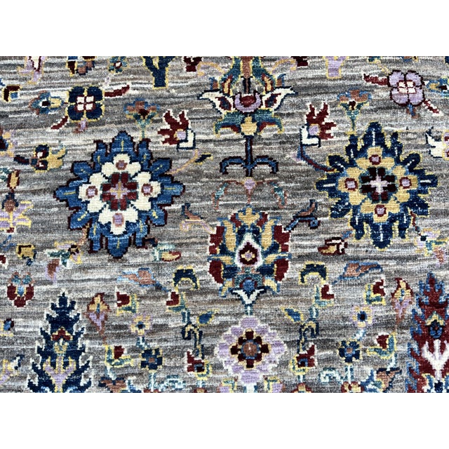 Brick Red Hand-Knotted Cypress Tree of Life Runner With Palmettes in Grey, 2'9" X 6'11" For Sale - Image 8 of 9