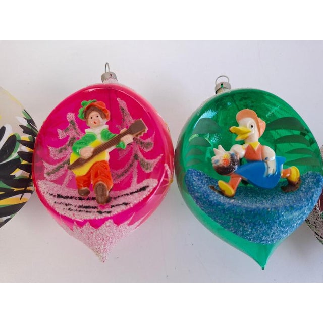 Vintage Czechoslovakian Glass Christmas Diorama Ornaments, 1960, Set of 6 For Sale - Image 13 of 18