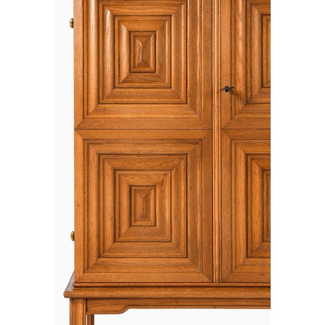 1940s Mid-Century Modern Oak and Brass Cabinet by Oscar Nilsson, 1940s For Sale - Image 5 of 11