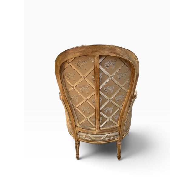 2000 - 2009 Wesley Hall Louis XVI Style Upholstered Bergère Chair For Sale - Image 5 of 14
