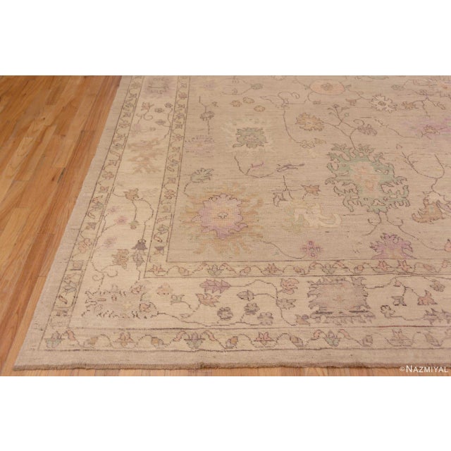 2020s Neutral Tribal Floral Modern Turkish Oushak Design Area Rug For Sale - Image 5 of 6