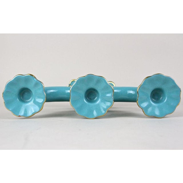 Vintage Art Deco Turquoise Ceramic Candleholder, 1930 For Sale - Image 11 of 16