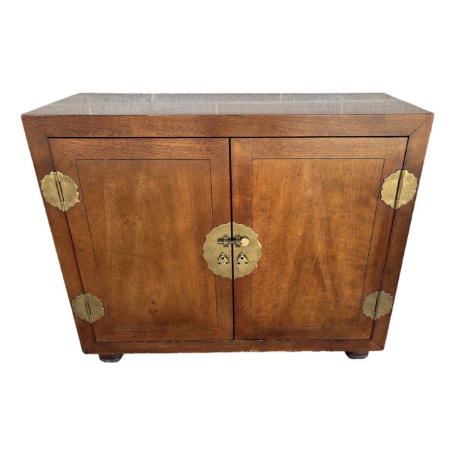 Henredon Asian Style Walnut Console Cabinet For Sale